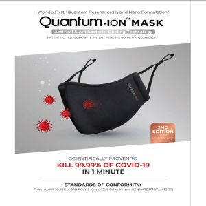 TERMINUS QUANTUM-ION Mask/RESONANCE+NRG Mask Antimicrobial Washable Reusable Best Comfort 3-Ply Mask Face Mask