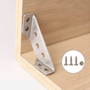 Bộ Ke Góc 90 độ (1 cái) gia cố định vị đỡ Góc Đồ Nội Thất Bằng Thép Không Gỉ Tiện Dụng Inox dày dặn 2mm kèm vít