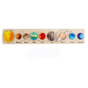 SOULLOV Early Learning Educational Boy Girl Children Planet Matching Science Solar System Puzzle Jigsaw Tray Wooden Puzzle Planet Puzzles