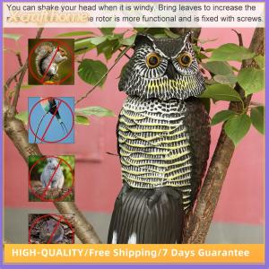 X CRAFT HOME Simulated Nighthawk Sculpture For Garden Yard Fake Owl Decoy Outdoor Bird Deterrent With Rotating Head Pest Control