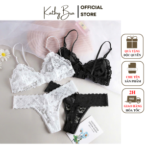 S03 Set Bộ Đồ Lót Ren Không Gọng Không Mút KATHY BRA chất Ren Hoa Mềm Mịn