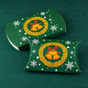 10pcs Merry Christmas Candy Pillow Boxes Chocolate Snack Packaging Xmas New Year Event & Party Kids Favors Gift Box