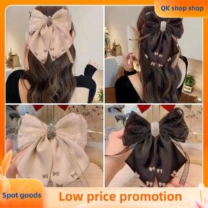 ✨QK shop✨ New Hairpin Satin Fabric Decorated Bow Rhinestone Black Large Size Hairpin Accessories For Women Girls