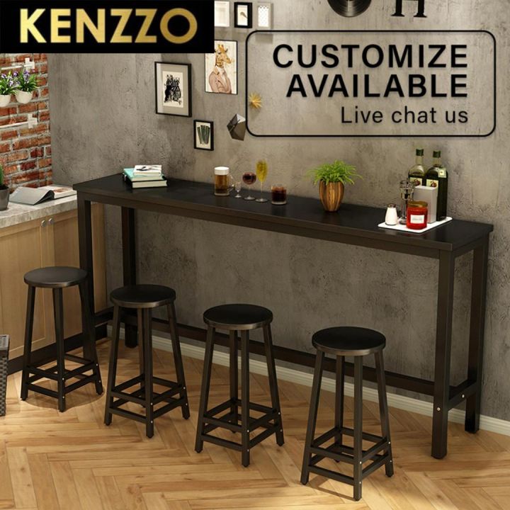 KENZZO CIEL Simple Bar Table Set [120cm Desk + 2 Chair] Set Meja