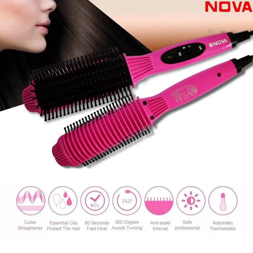 Nova Vise NHC 8810 Hair Auto Straightener Salon Designer Nova Vise 3 In1 Electric Comb Salon Straight Curly Ion Hair Style Nova Hair Auto Straightener Salon Designer Electronic Iron Hair Straightener ...