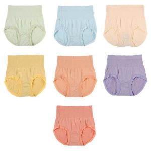 QIWANBA19 7Pcs High Waist Women Butt Lifter Briefs Seamless Underwear Solid Color Postpartum Body Shaper High Waist Shapewear Belly Contracting Slimming Underpants Girls