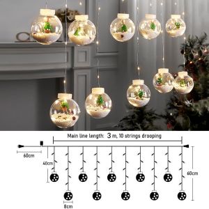 Christmas Wish Ball String Light USB Xmas Hanging Ornament Curtain Lights Chrismas Decorations