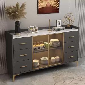 Sideboard Cabinet Kitchen Cabinet Integrated Wall Modern Minimalist Living Room Tea hine Home Wine Cabinet Tea Cabinet Kitchen Floor Dustproof Kitchen Rack Cupboard