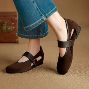 Free Shipping WomenS Suede Loafers Versatile For Commuting Comfortable To Wear Casual And Retro Style Flat Heels Suede Leather Shoes