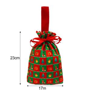 5Pcs Christmas Gift Bags with Drawstring Red Green Plaid Velvet Party Favor Apple Bags for Xmas Luxury Candy Packaging