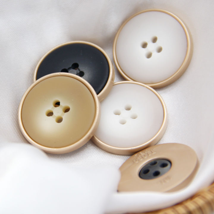 Flocking Buttons 6Pcs/set 4 Holes Round Flocking Gold Metal Buttons For Clothing Vintage ...
