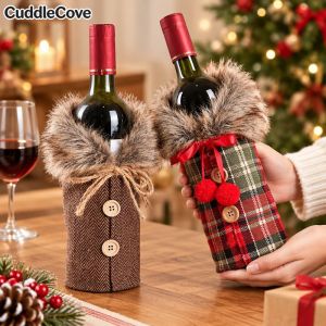 Christmas Wine Bottle Cover Merry Xmas Home Decor Gift Navidad Noel Natal Happy New Year Ornament Decoration