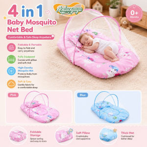 Aoduoyaya Baby Mosquito Net Bed 4in1 Newborn Cushion Sleeping Nest Soft Pillow Anti Insect Tent Infant Toddler