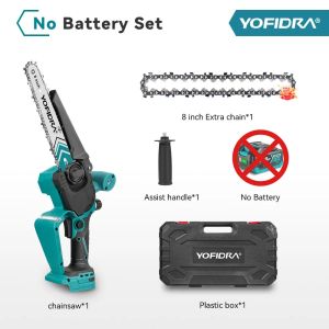 YOFIDRA Brushless 8 Inch Electric Chainsaw Cordless Woodworking Pruning Saw Garden Cutting Power Tool For Makita 21V Battery