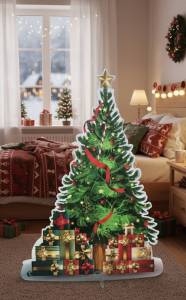 ป้ายStandeeต้นคริสต์มาส พร้อมใช้งาน! พิมพ์ระบบ UV Flatbed ป้ายPP Board ป้ายโฆษณา ป้ายออกบูธ ป้ายคาเฟ่