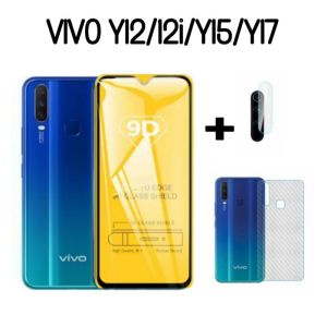 PROMO Paket 3in1 Tempered Glass Vivo Y12 Y15 Y17  Anti Gores Kaca Full Layar