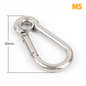 [fenggongshuode] M4 M5 M6 M7 M8 Stainless Steel Carabiner Carbine Snap Hook with Eyelet Spring Buckle Key Ring
