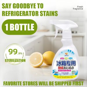 refrigerator cleaning spray Get rid of musty smell immediately Deodorize the refrigerator Refrigerator cleaner deodorant Refrigerator cleaner Refrigerator deodorizer Removes stubborn stains removes bacteria in the refrigerator