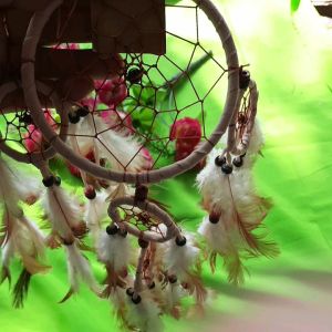 Hiasan Kamar Dream Catcher Bulu Diameter 12 cm / 4 inchi Unik (Asli Bulu Unggas) Penangkal Mimpi Buruk Warna Bisa Pilih