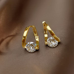 Original Saudi Gold 18k Nasasangla Pawnable Earrings Womens Round Zircon Opal Jewelry Girlfriend Birthday Gift Earrings Hypoallergenic Fashion Not Fade Birthday Gift for Women