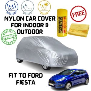 NMS - Nylon Car Cover for FORD FIESTA with Clean Cham Chamois Towel Waterproof Lightweight Car Cover Protection