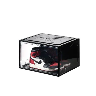 [2021 NEW] Premium Ultimate Big Capacity Full Acrylic Stackable Magnetic Side Open Display Sneakers Shoes Boxes Sneaker Storage Shoe Rack