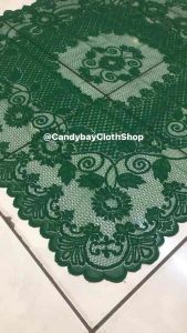 Taplak Meja Tamu Square 100 x 100 cm Bahan Kain Polyester Awet Anti Luntur Corak Bunga Matahari SPESIAL HIJAU NATAL