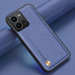 Case For Vivo Y35 4G VivoY35 2022 Phone Casing Back Cover Shockproof Bumper Luxury Leather Simple Fashion Solid Color No Fingerprint Anti Drop Soft TPU Edge