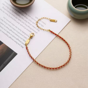 Zodiac Year Red String Bracelet/ Braided 18k Gold-Plated High-End Small Red String Bracelet/ Fashionable Gold Braided Couple Bracelet/ Lucky Fortune Bracelet/ Couple Traditional Chinese Style Bracelet
