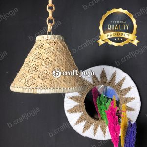 Kap Lampu Gantung Bambu Truntum Lampu Dekorasi Kerajinan Anyaman Bambu