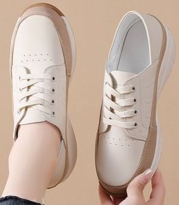 【JESSICASTORE]KOREAN FASHION WEDGE Lightweight All-Match Soft-Soled White Shoes Shock Absorption Anti-Slip Casual Black Small Leather Shoes #988