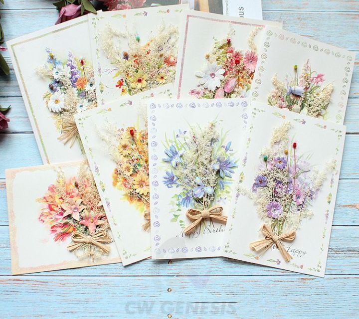 Beautiful Dried Flower Wish Card Birthday Card Greeting Card ...