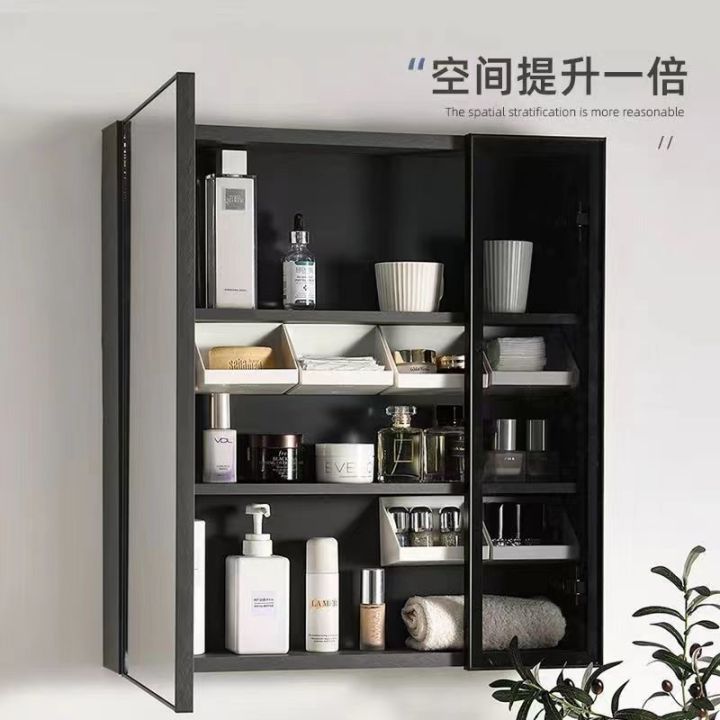 Japanese-style mirror cabinet bathroom diagonal storage box layered ...