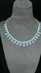 Bellux 925 Silver Gold-plated Synthetic Gemstone Oval Blue Turquoise Fine Luxury Geometry Design Fashion Necklace