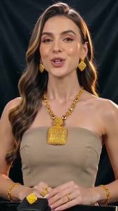 Square Laber Fashion Jewelry Four-Piece Set for Women in Dubai: Necklace Bracelet Earrings Ring jewelry set