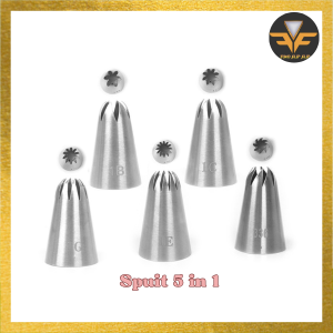 FF Spuit Kue Spuit Bunga 5 Pcs Set / Icing Sugar Spuit Cake Decoration Spuit Kue Kering Kue Semprit