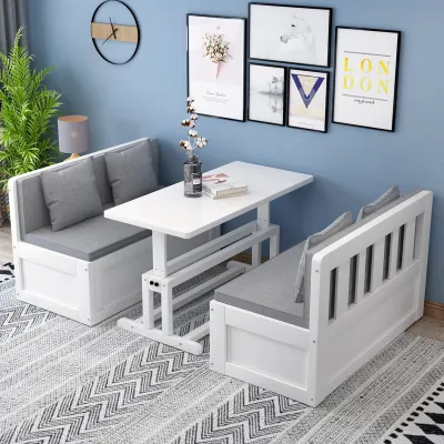Dual-purpose foldable solid wood sofa bed with desk Modern minimalist living room small-sized card holder multifunctional storage bed
