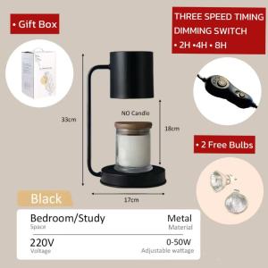 [Gift Set] Candle Warmer Lamp with Timer and Adjustable Brightness Birthday Gift Table Lamp+2 Bulbs