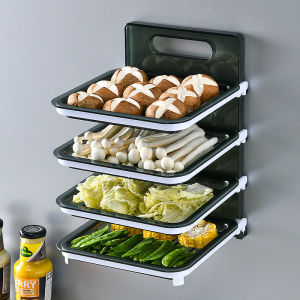 【COD】Portable Kitchen Preparation Plate Folding Food Storage Rack 4-Layer Dishes Tray Multi-functional Wall Mount Racks Kitchen Tray Set