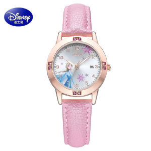 (With Box/29mm)100% Authentic Disney Watch for Girls 30M Waterproof Quartz Watch Shockproof Leather Strap Birthday Gift Elsa SF-54200