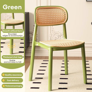 OTA- Plastic Rattan Chair Home Stackable Dining Chair  Backrest Chair Study Chair Living Room Chair Outdoor Chair Kerusi 餐椅