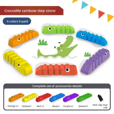 GFNET 6PCS/Set Anti-slip Balance Training Beam Plastic Stepping Stones Kids Gymnastics Fitness Toy Interesting Training Beam Balance Coordination Strength Toy Parent-Child Game