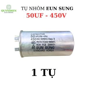 Tụ Đề Tụ Nhôm Tụ Ngậm 50uF 450V Tụ Kapa EUNSUNG Kích Thước 95x50mm Tụ 65 CBB 50MF Chữ Ngang - Linh Kiện Quỳnh Diễn