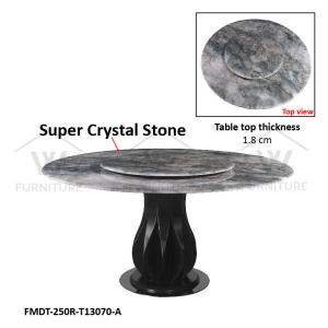 Wfurniture 7669 Sintered stone Round Dining table Ceramic Meja makan Meja Batu Crystal Marble Table