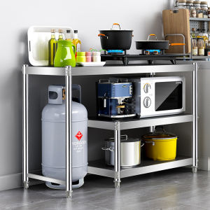 Upgraded Gas Stove Stand Rack with Spice Racks Heavy Duty Gas Tank with LPG Stainless Kitchen Organizers Cabinet Space Saver