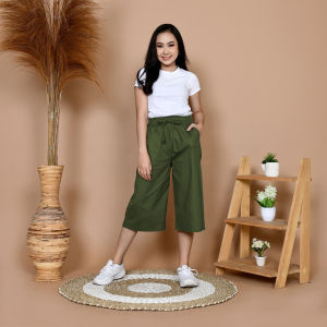 NHM Celana Kulot Pendek Wanita Polos Celana Pendek 7/8 Katun Stretch