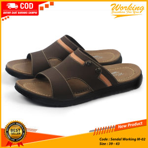 Sandal Kulit Pria Slop Working M-02 / Sandal Selop Pria Dewasa Travelling