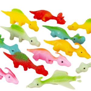 SELLYER ของเล่นยืดได้ ไดโนเสาร์เปิดตัว ของเล่น TPR สนุกยุ่งยาก ไดโนเสาร์ดีดนิ้ว ของตกแต่งงานปาร์ตี้ ตลกๆ นกบินนิ้ว ของชำร่วยงานเลี้ยง