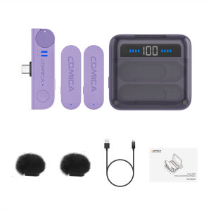 COMICA Vimo S Wireless Lavalier Microphone Dual Channel 656ft MFI Certified Lapel Mic with Charging Case for iPhone Android Camera Vlog Recording Official Original