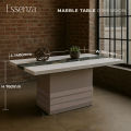 Set Meja Makan MetaHome ESSENZA 4.5FT Rectangle Marble Dining Set Table + 8 Chairs Package Home Furniture. 